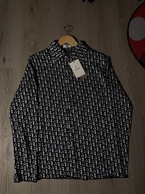 Dior Black & White All-Over Monogram Long Sleeve Shirt